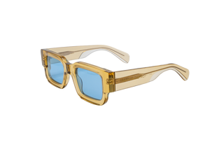 TRAPPERS DISTRICT GOLD FRAME BLUE LENS SUNGLASSES